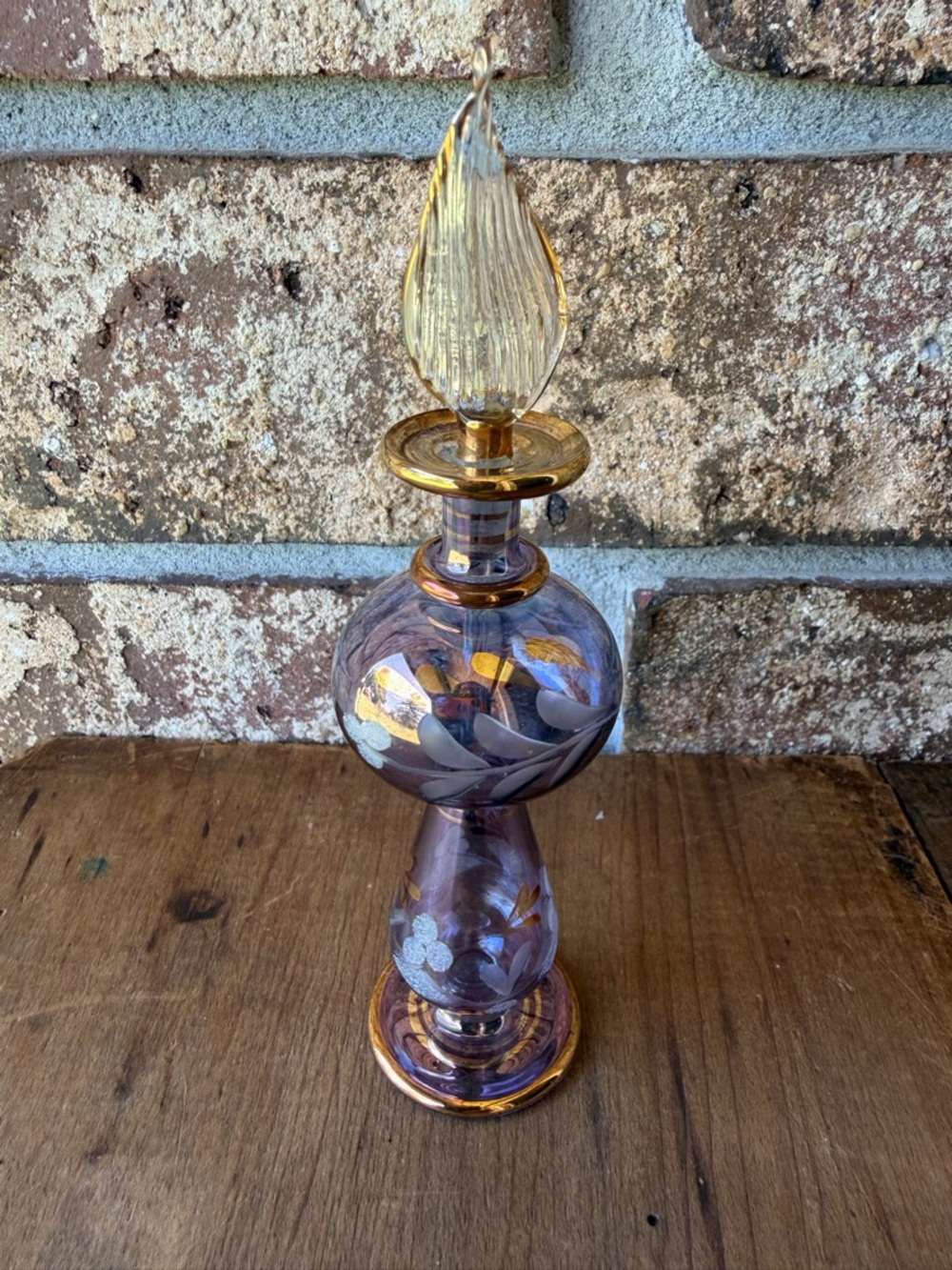 Royal Limited Perfume Bottle 5.5” Tall Stopper Dauber Purple & Gold Beautiful!